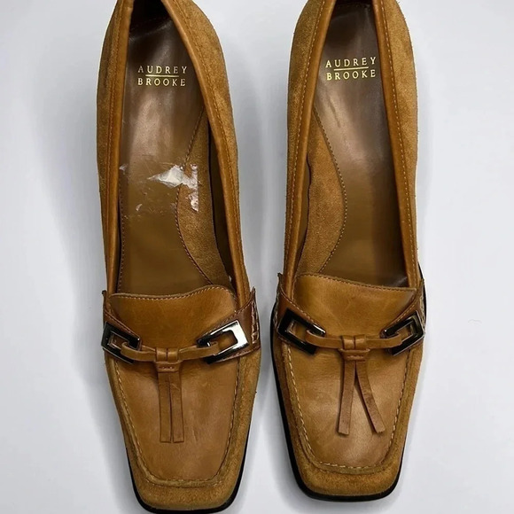 Audrey Brooke leather suede size 9m block heels - Picture 5 of 8